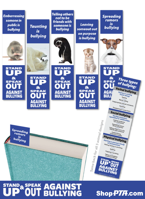 Anti-Bullying Awareness Animals- Bookmarks
