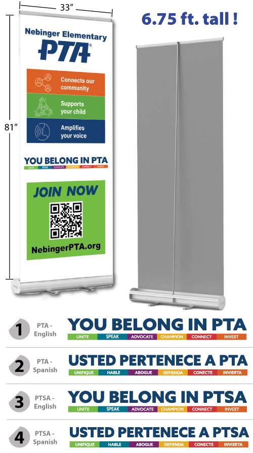 YOU BELONG IN PTA - Custom QR Code Retractable Banner