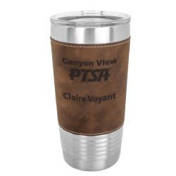 Laser Leather Engraved Steel Tumbler - Custom Shop